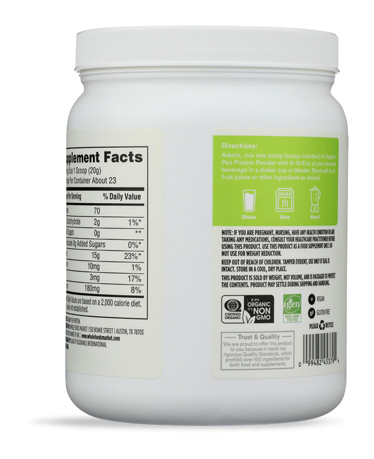 Organic Pea Protein, 16 Ounce U3958