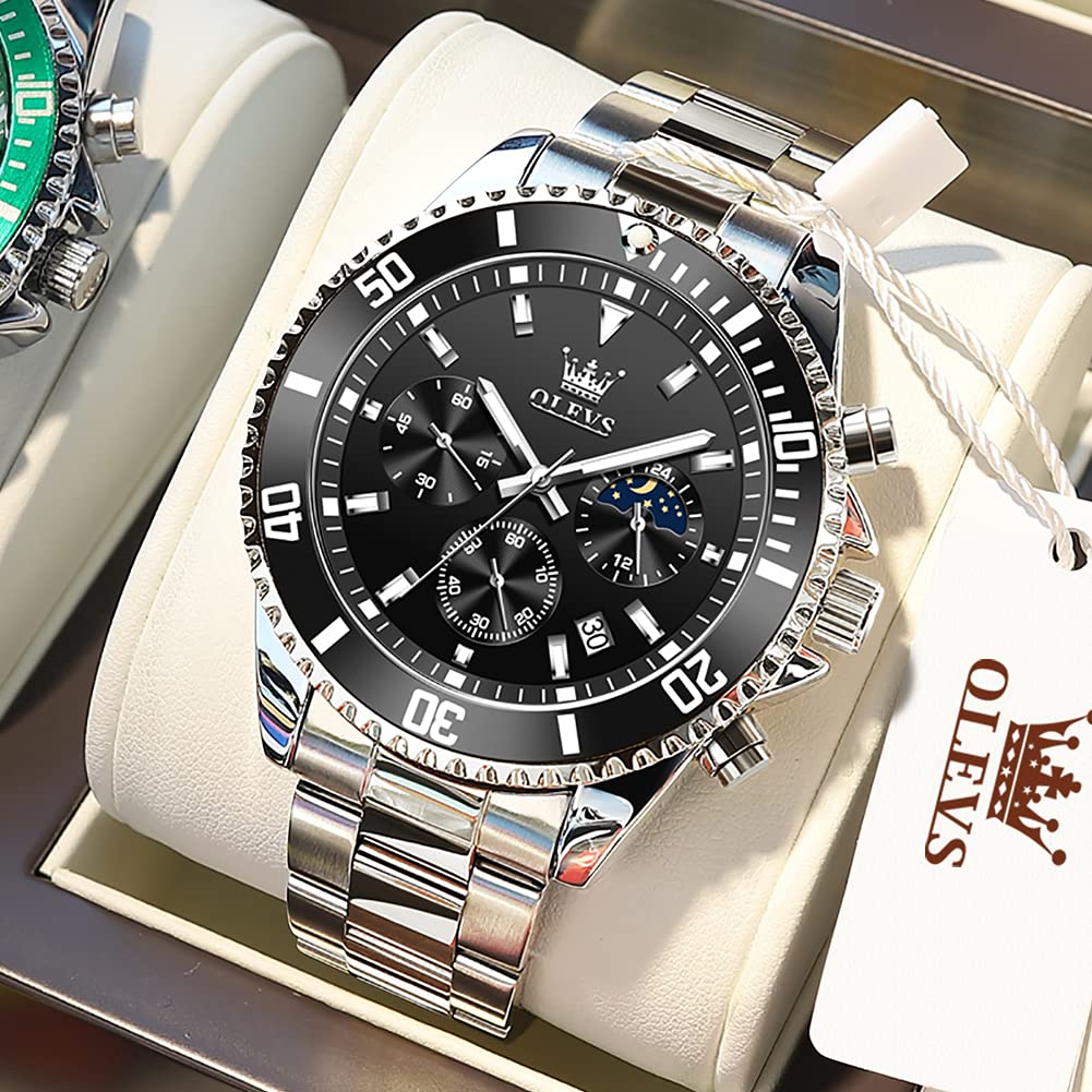 Chronograph Moon Phase Stainless Steel Wrist Watch B744