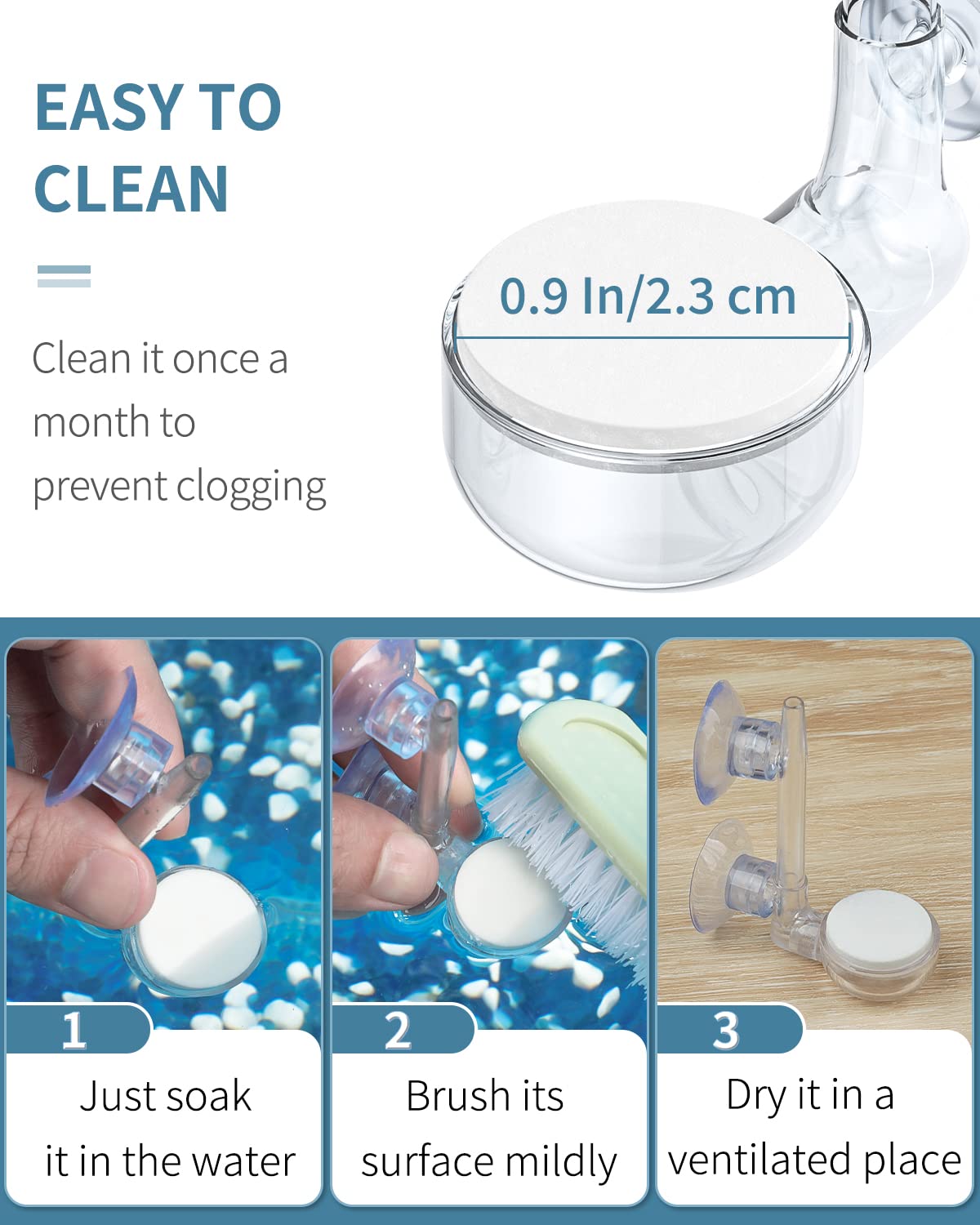 Aquarium Air Stone Disc with Suction Cup Air Control Valve Q481