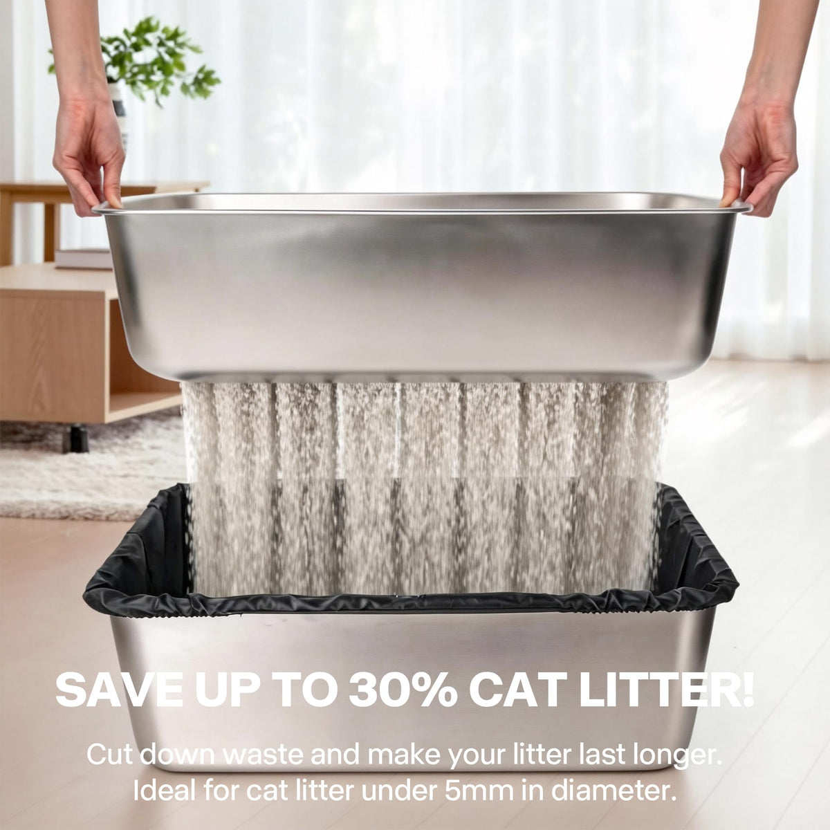 Stainless Steel Sifting Litter Box B348