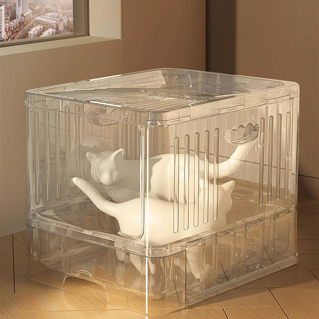 Large Top Entry Anti-Splashing Enclosed Plastic Cat Litter Box with Lid and Litter Scoop M8405
