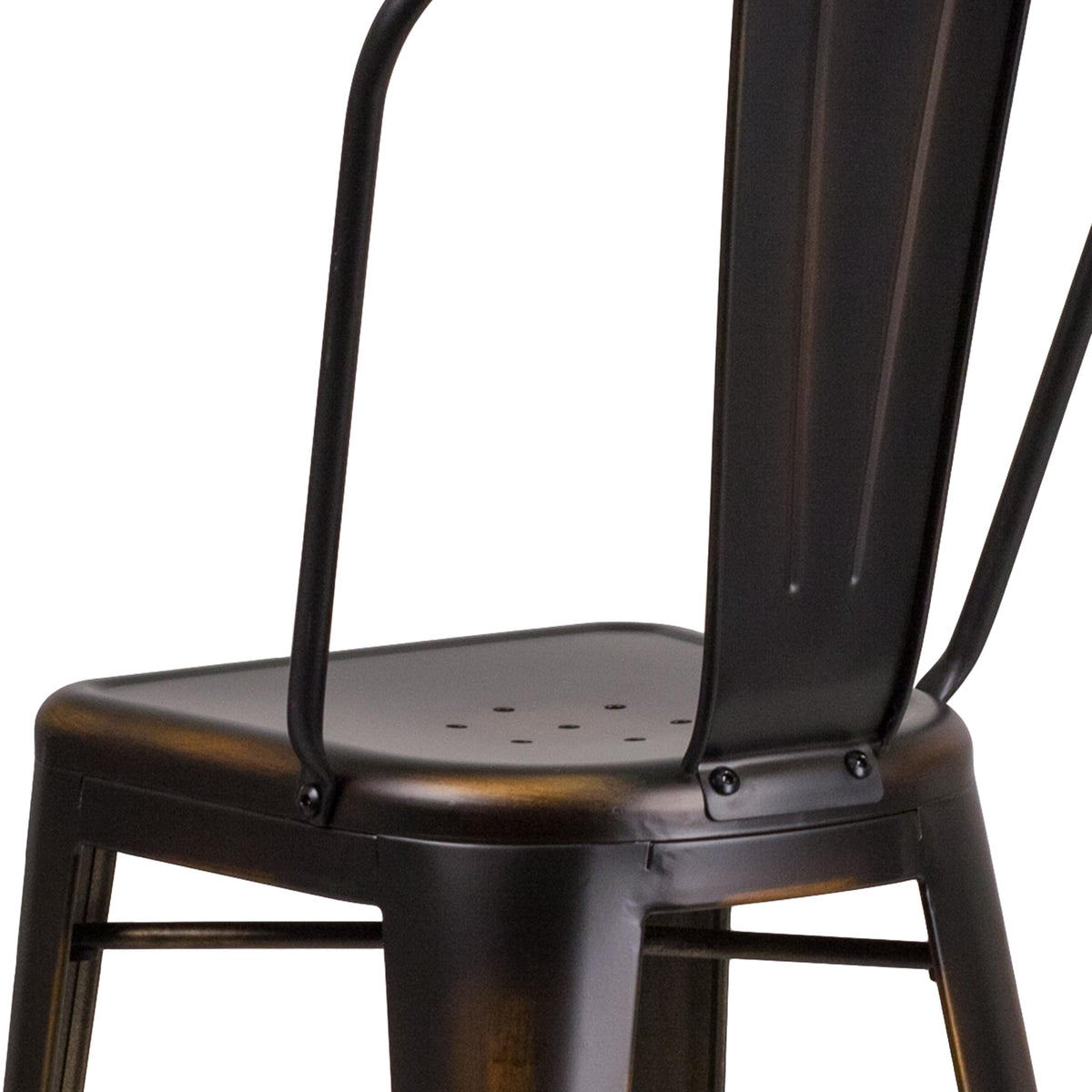 Distressed Copper Metal Indoor-Outdoor Barstool with Back Z6633