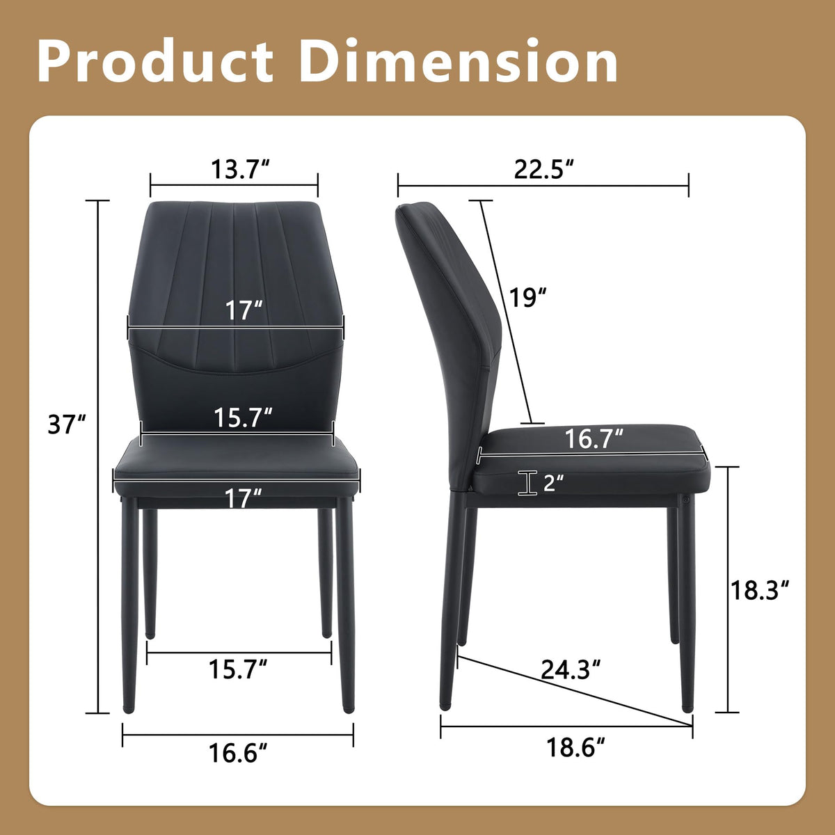 Black PU Leather Dining Chairs Set of 4 Y3121