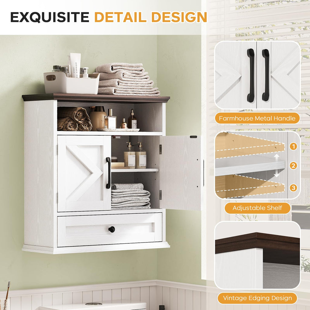 Wall Mounted Bathroom Cabinet 24.4"H x 23.6"W x 9"D D8958