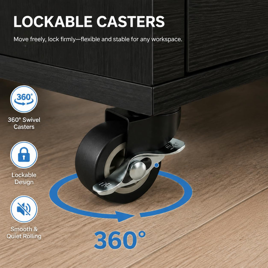 Mobile File Cabinet Rolling Printer Stand Black M984846