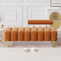 Velvet Upholstered Bench Ottoman with Adjustable Backrest X32776