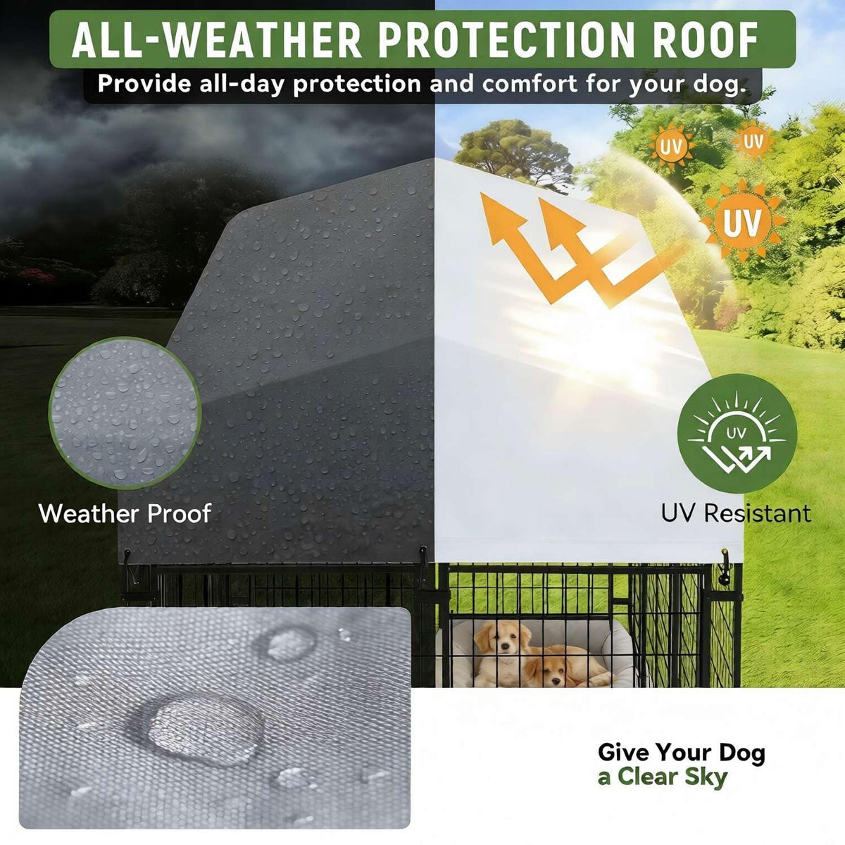 4 x 4 x 4.25 FT Outdoor Dog Kennel with Roof W38692