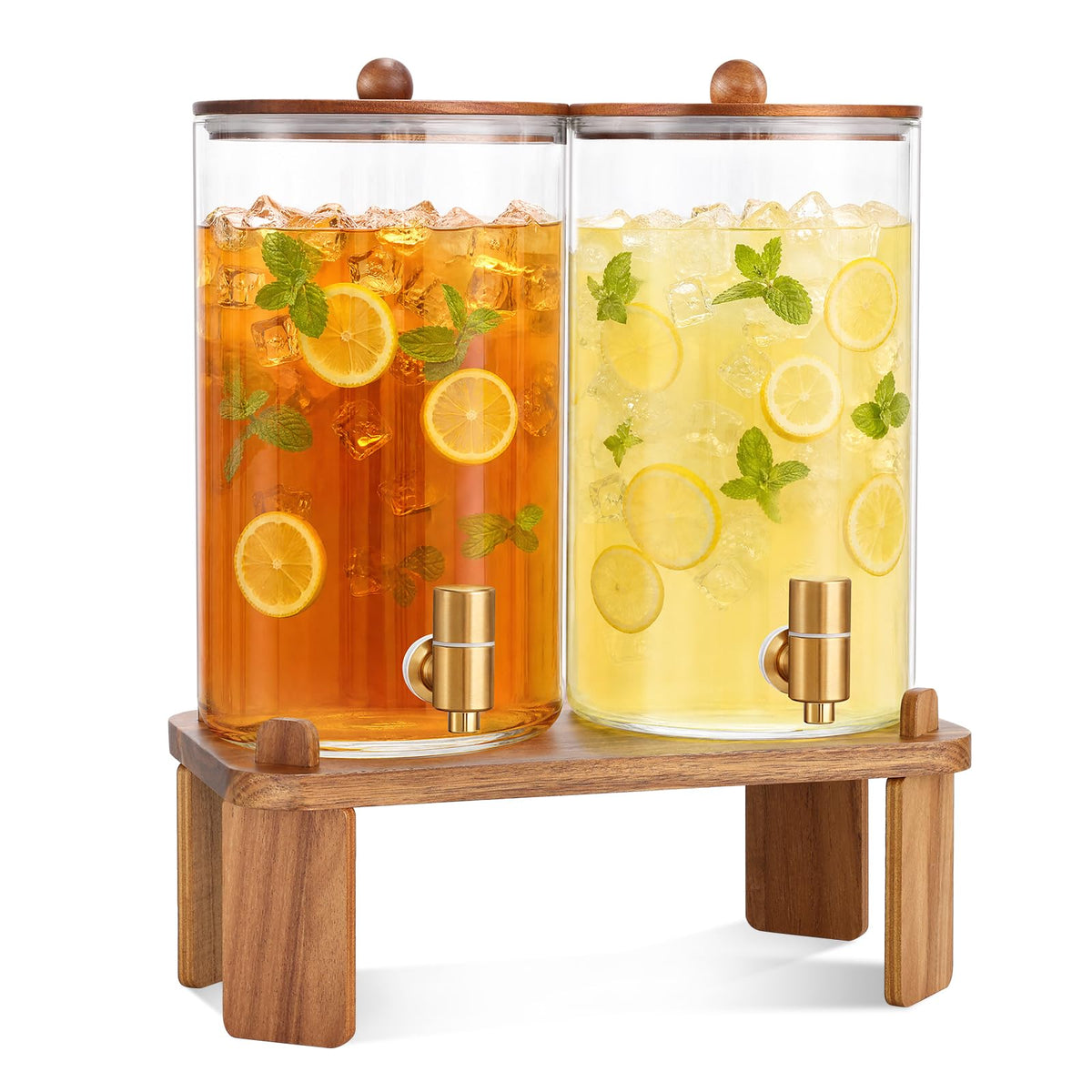 2pcs 1.2 Gallon Glass Drink Dispenser with Stand Z38616