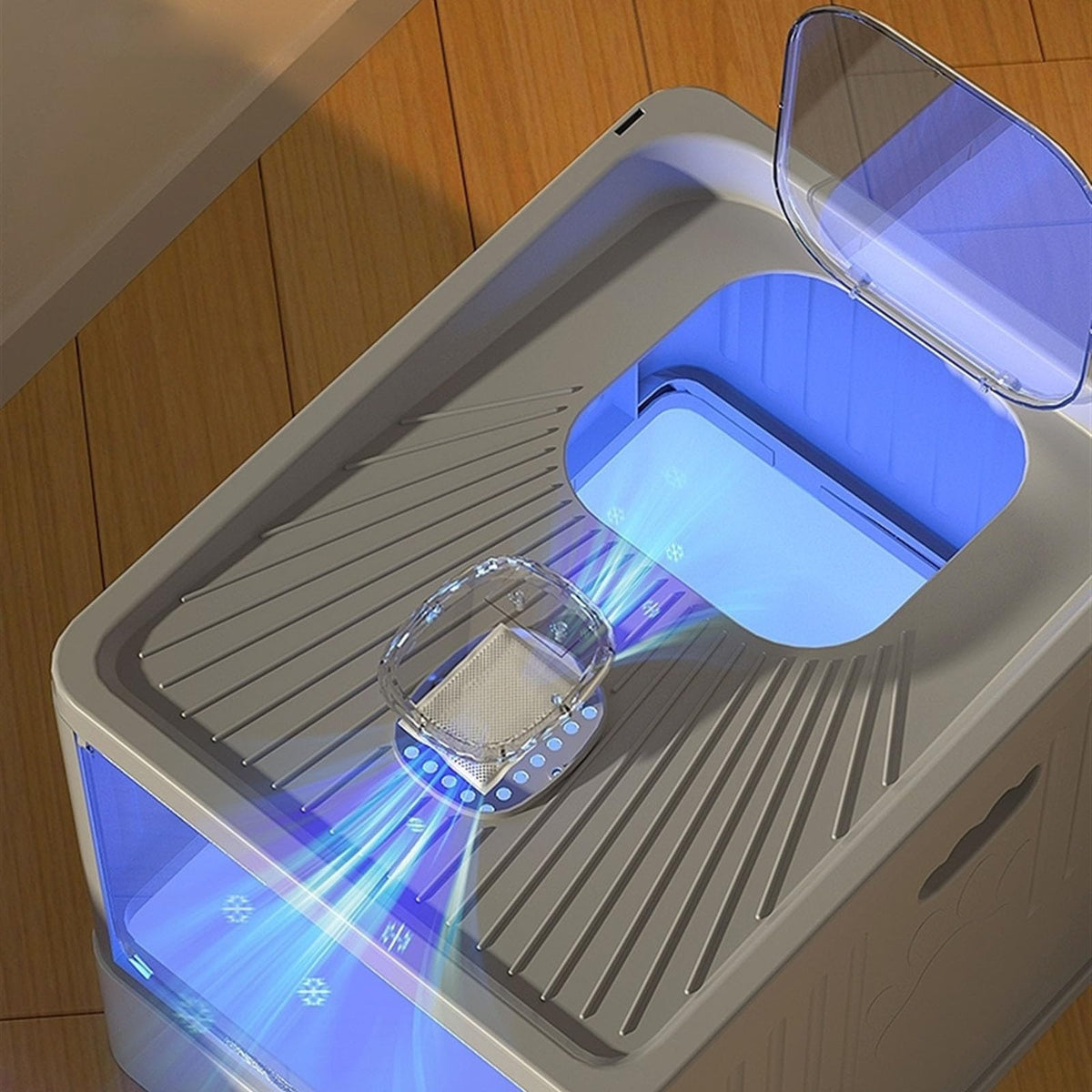 Large Top Entry Anti-Splashing Enclosed Plastic Cat Litter Box with Lid and Litter Scoop M8405