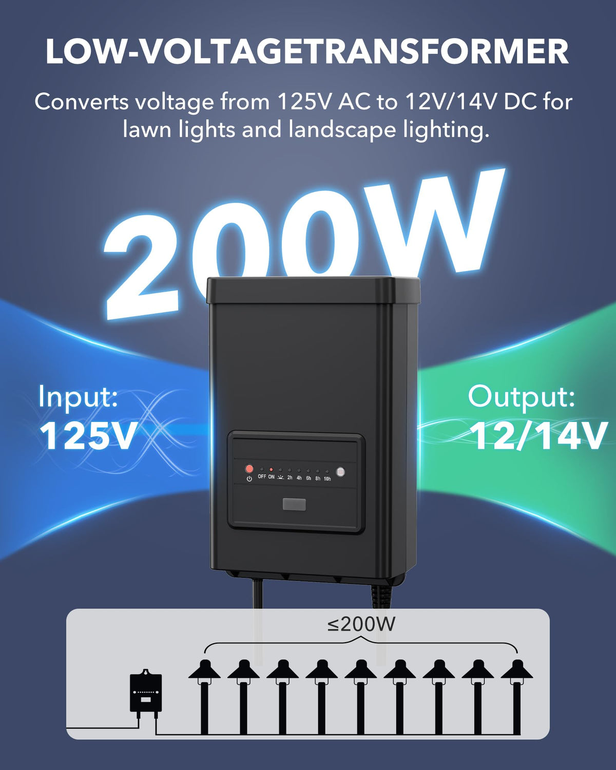 200W Low Voltage Landscape Transformer P967