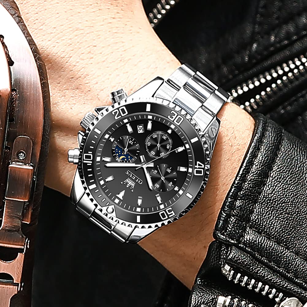 Chronograph Moon Phase Stainless Steel Wrist Watch B744
