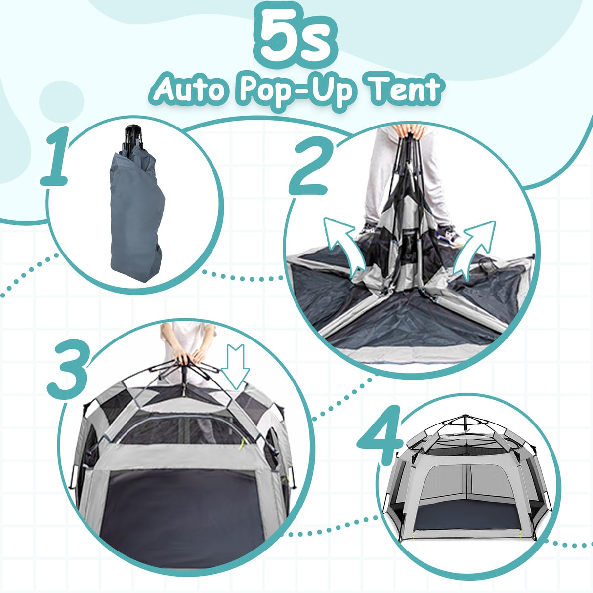 Pop-up Play Tent with Canopy Travel Bag T2396