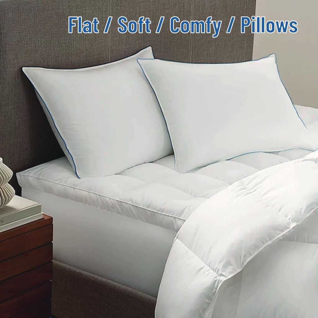 Soft Thin Standard Size Pillows Set of 2 with Down Alternative Fill White K774090