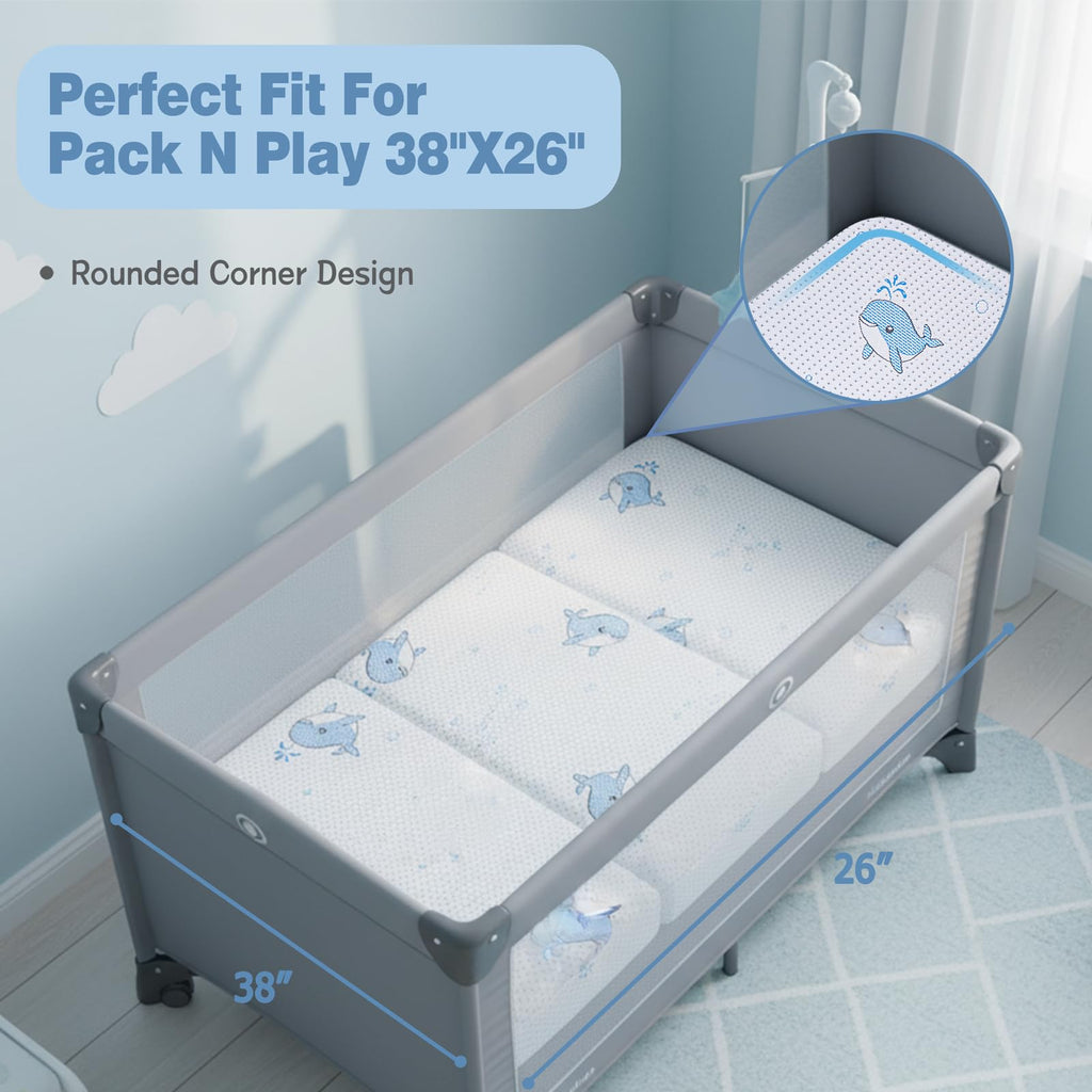Pack and Play Mattress, 38"x26" Trifold Memory Foam N7771