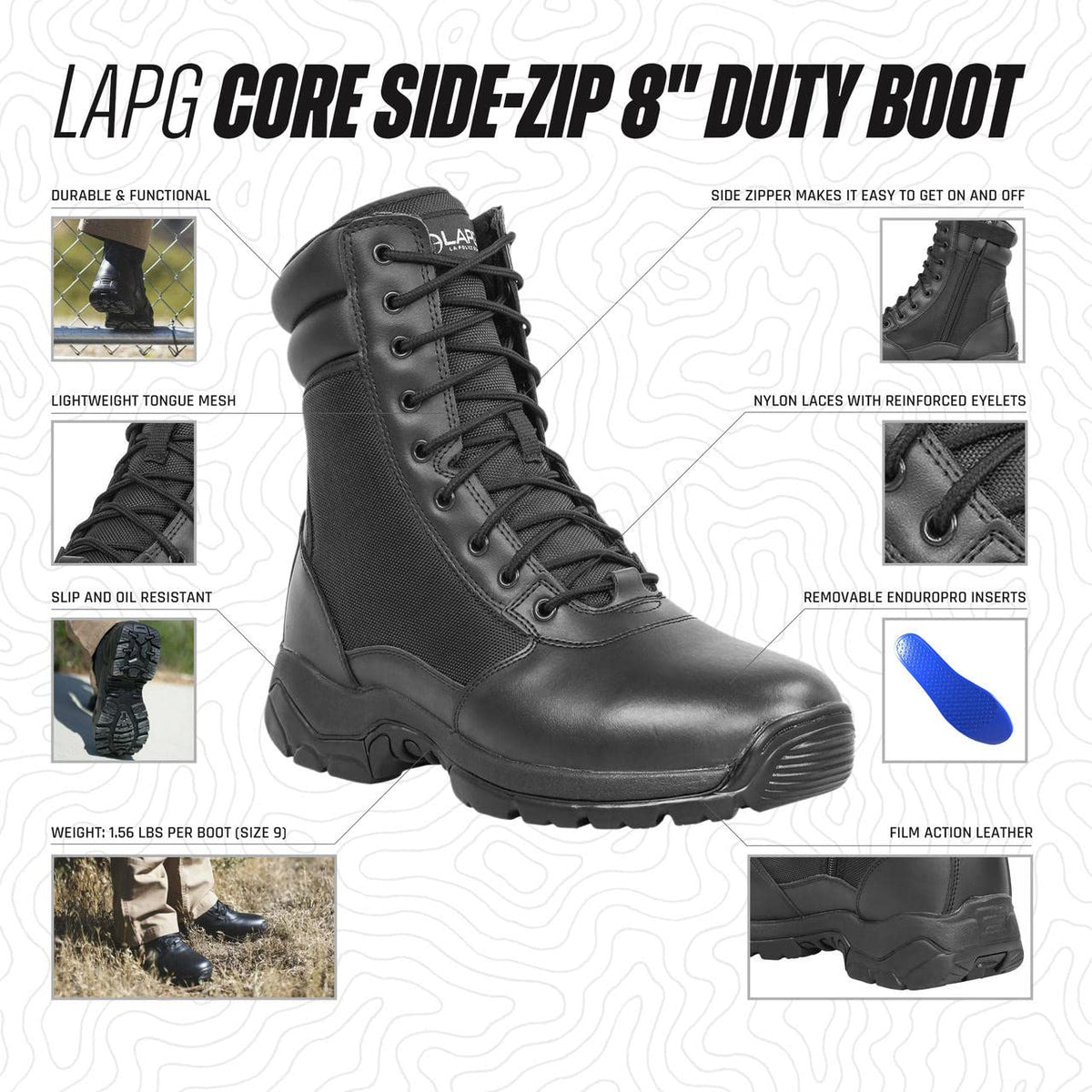 8" Side-Zip Tactical Work Boots N3118