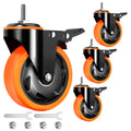 4 inch Threaded Stem Caster Wheels Set of 4 Heavy Duty Dual Locking O71884