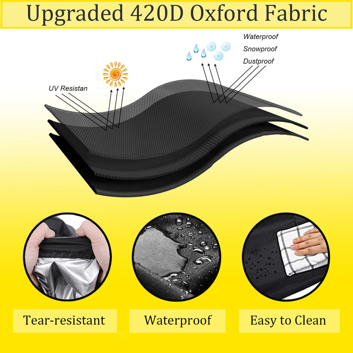 Waterproof Outdoor Furniture Cover 420D, 47"L x 22"W x 30"H Black Z3890