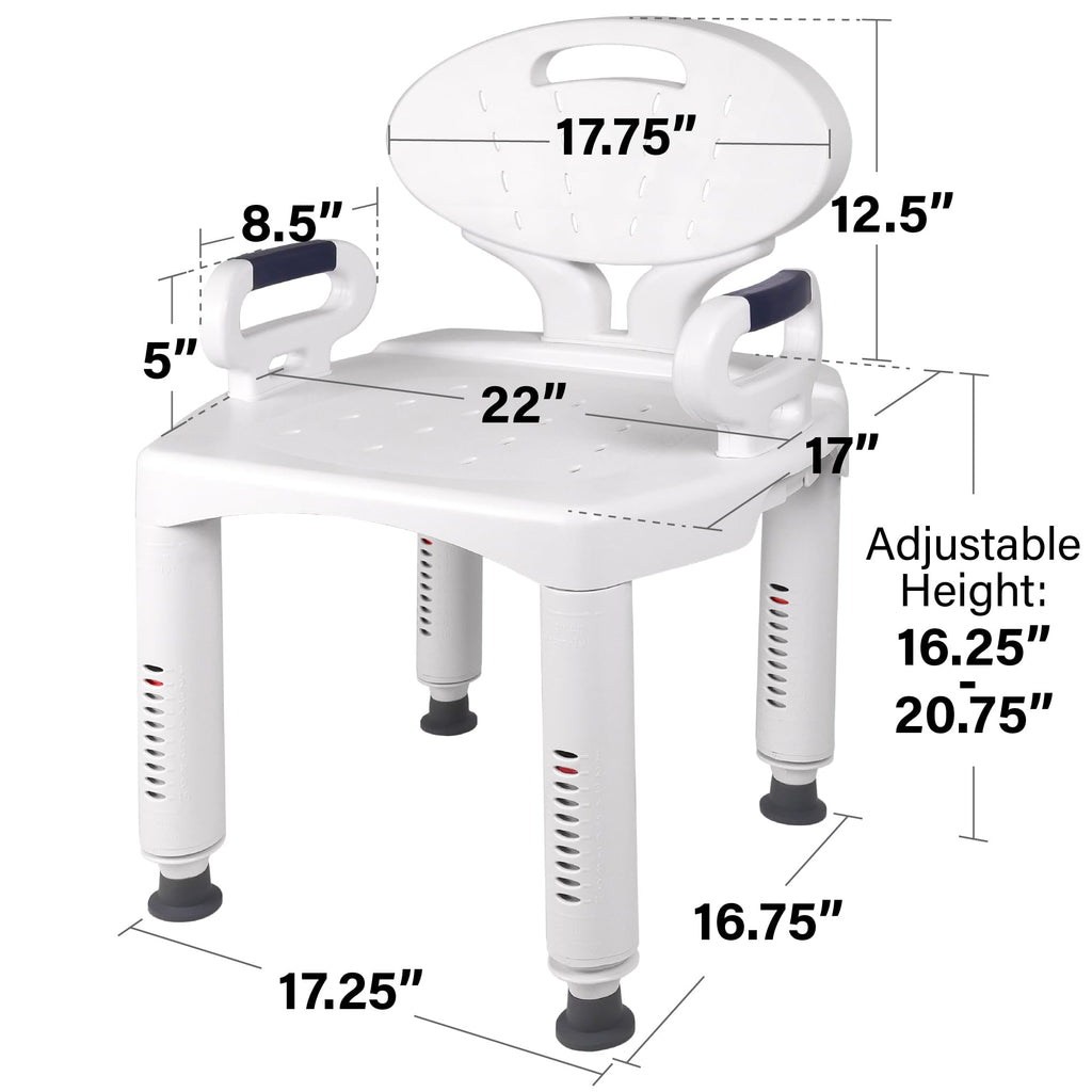 Shower Chair Bath Seat with Padded Arms, Removable Back and Adjustable Legs X67100