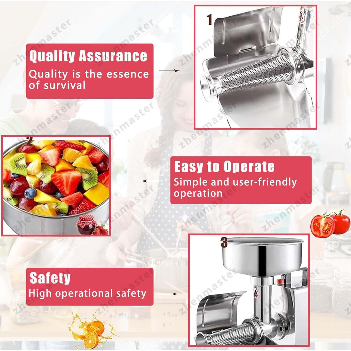 450W Electric Tomato Strainer with Automatic Seed Separator P645