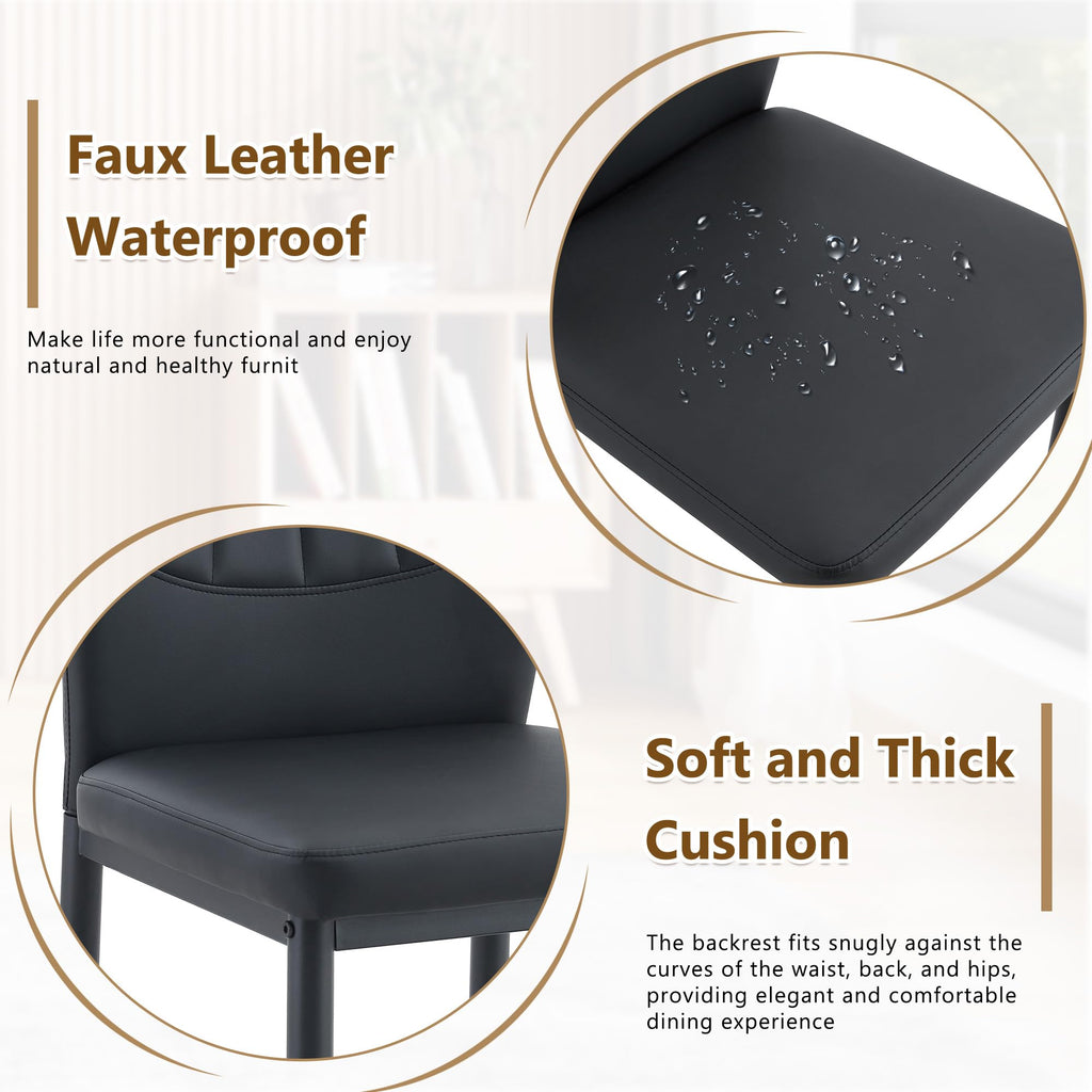 Black PU Leather Dining Chairs Set of 4 Y3121