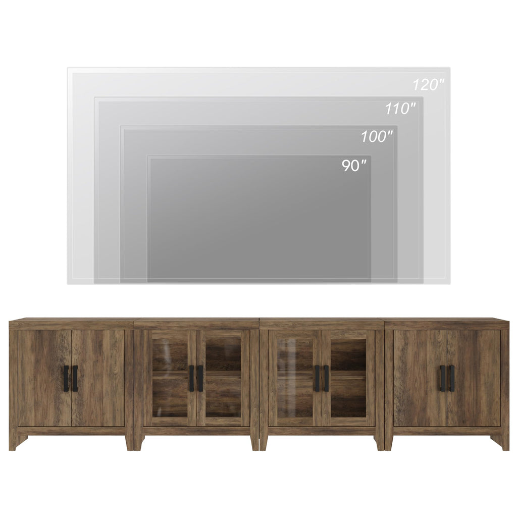 Brown Wood TV Stand with Storage and Glass Doors K677333