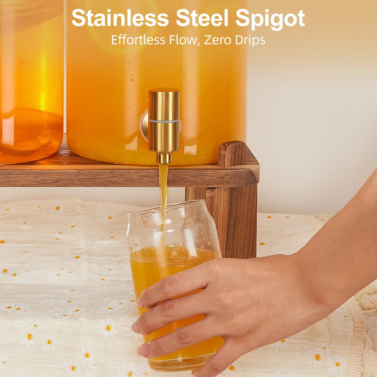 2pcs 1.2 Gallon Glass Drink Dispenser with Stand Z38616