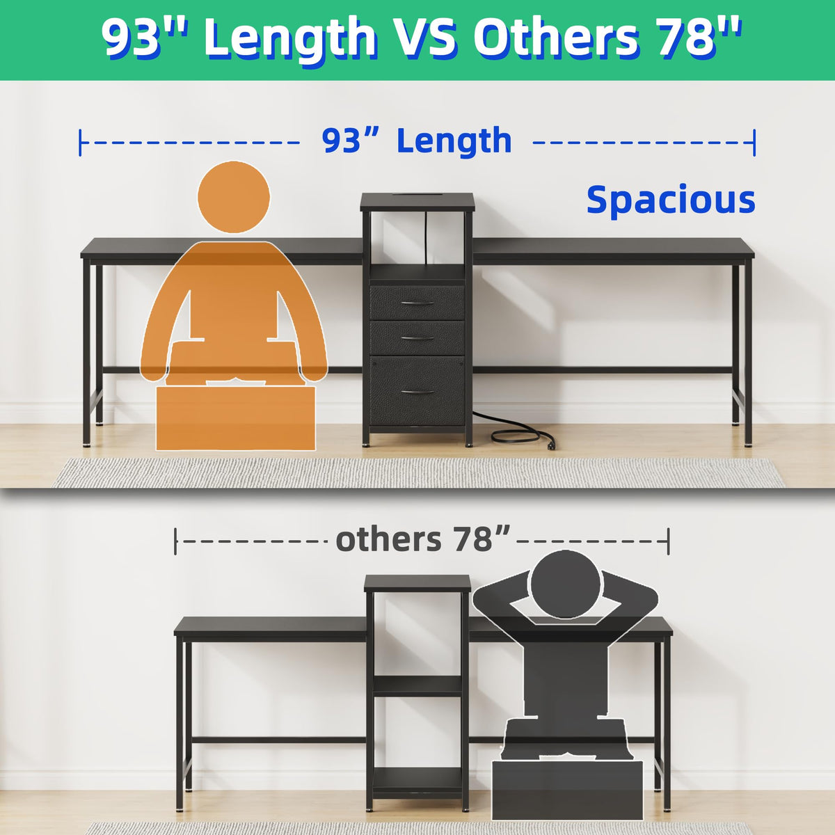 Two Person Desk with Charging Station U4291