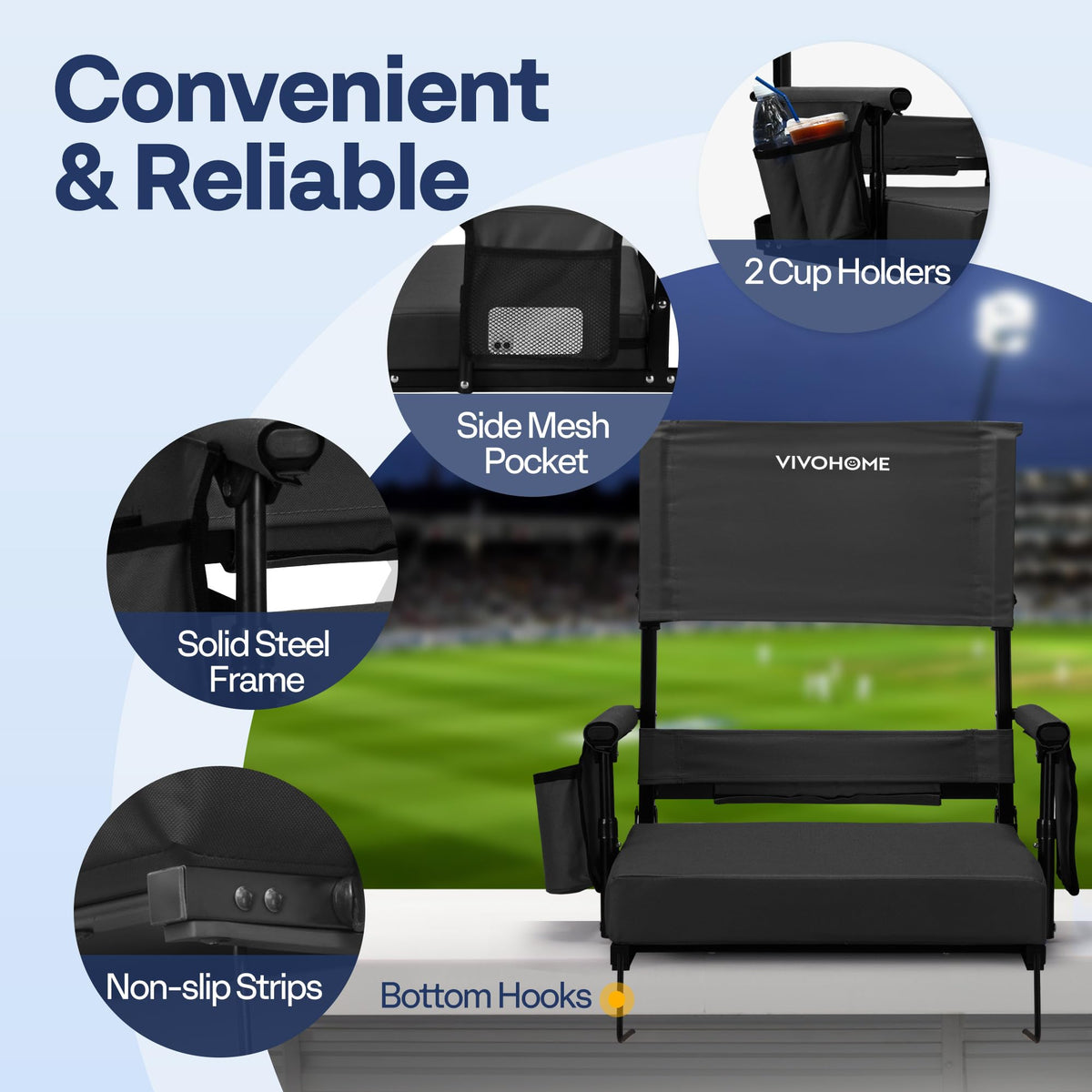 Adjustable High Back Stadium Seats with Cushion Q79152
