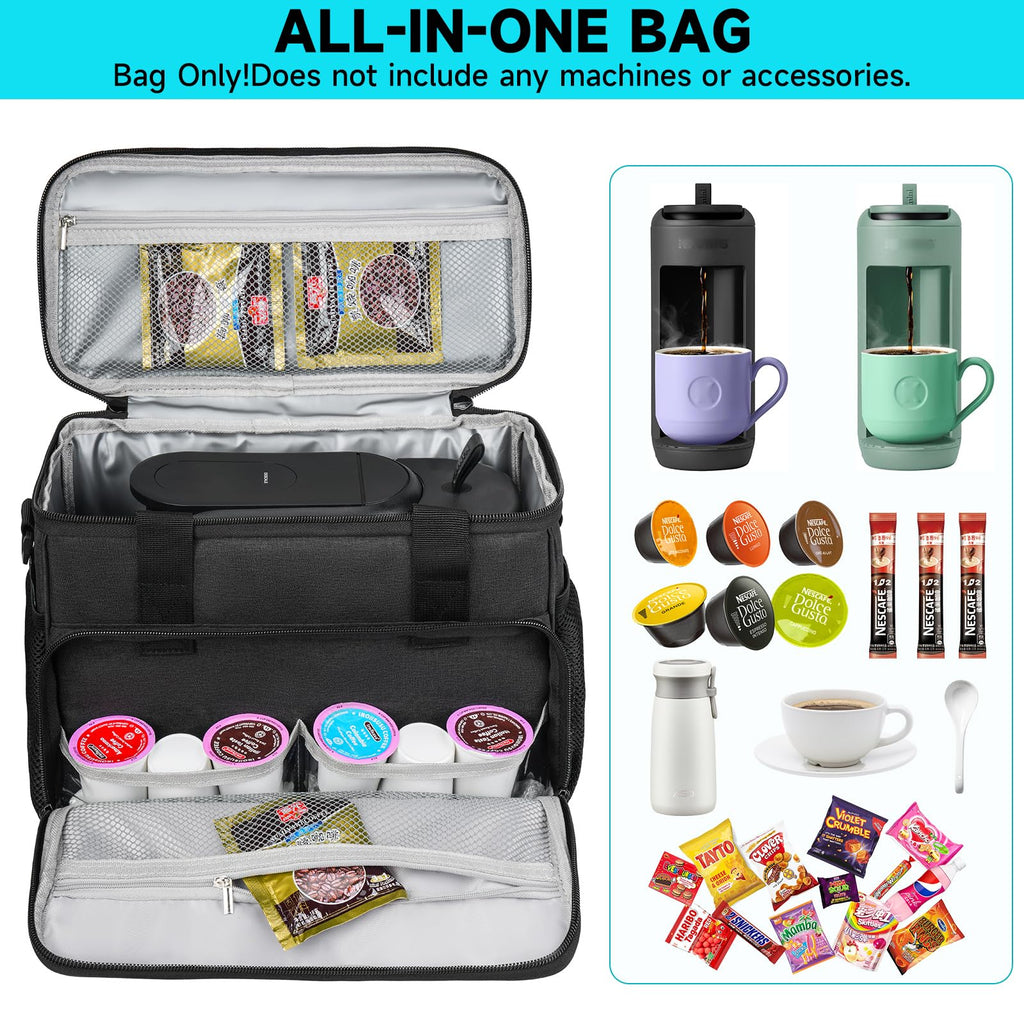 Black Coffee Maker Travel Bag with Multiple Pockets X828