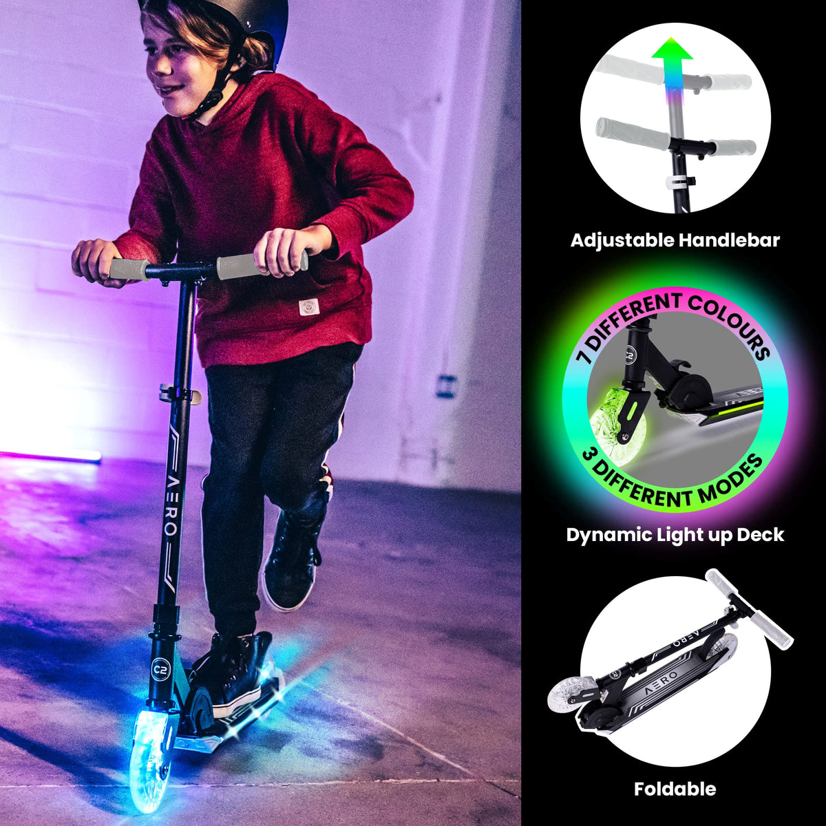 Two-Wheel Kick Scooter for Kids 5-8 with RGB Lights E23953