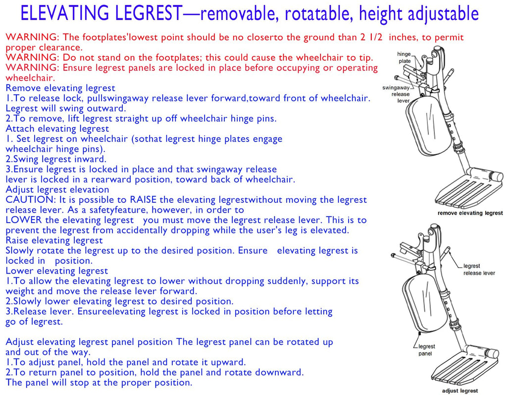 Wheelchair Elevating Leg Rests with Padded Calf Pad and Composite Footplates, 1 Pair T51257