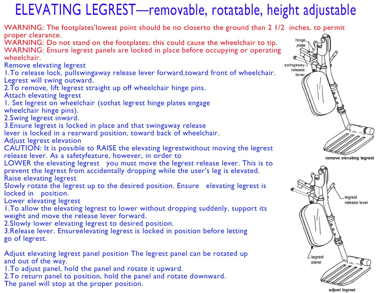 Wheelchair Elevating Leg Rests with Padded Calf Pad and Composite Footplates, 1 Pair T51257