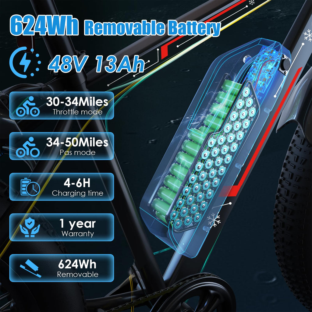 26" Fat Tire 48V 750W Electric Bike K86219