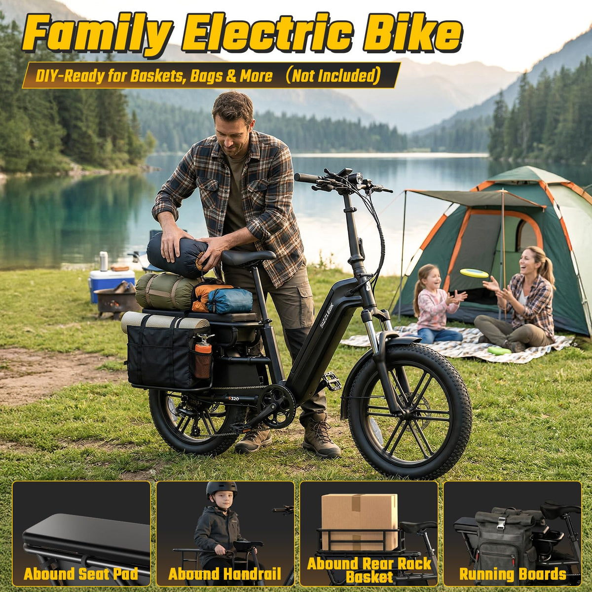 Electric Bike with Seat, 1500W Motor 20" Fat Tire, 48V 15Ah Battery T94659