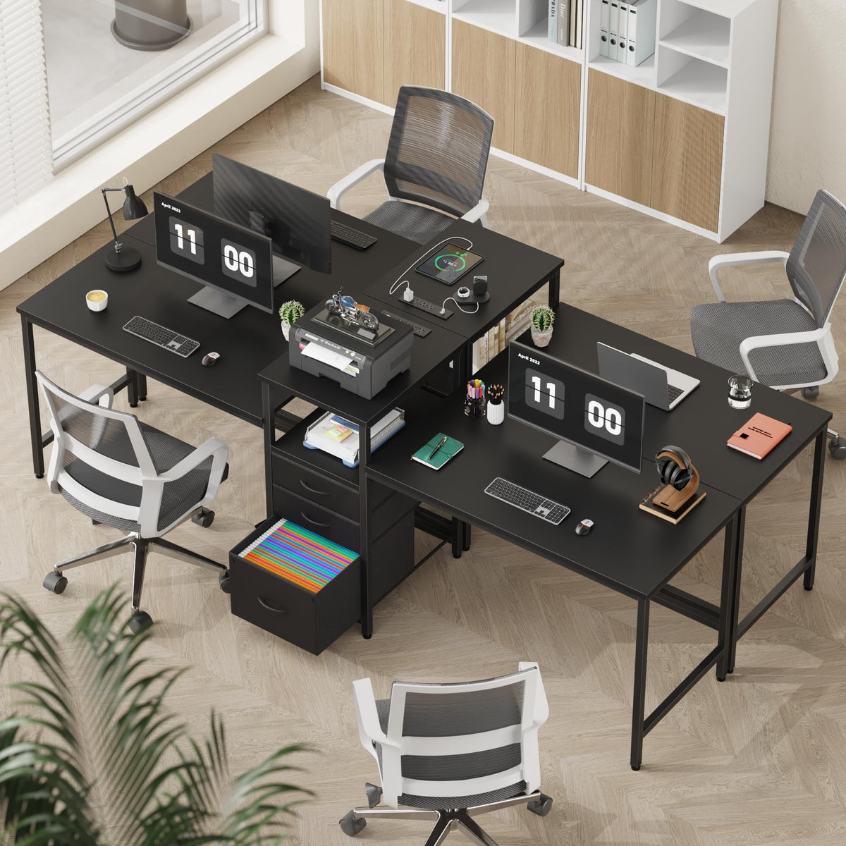 Two Person Desk with Charging Station U4291