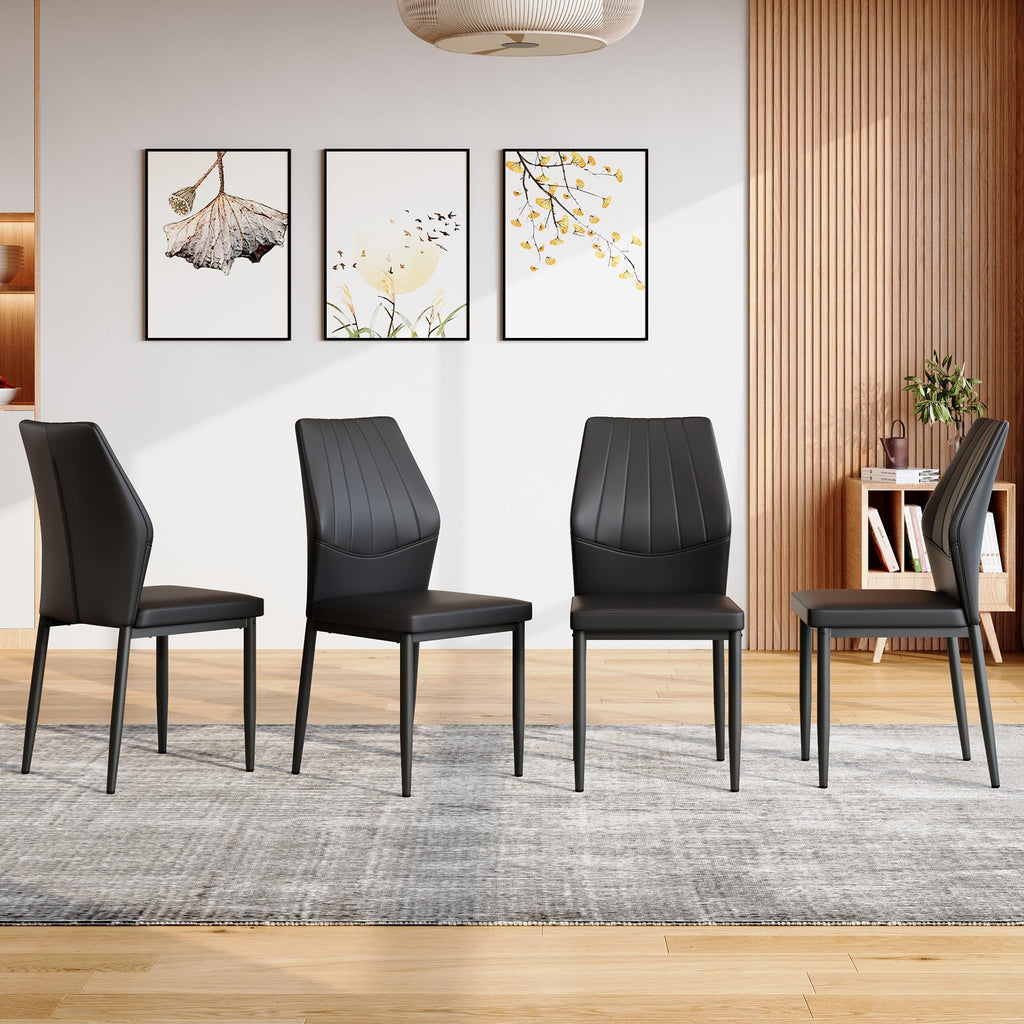 Black PU Leather Dining Chairs Set of 4 Y3121