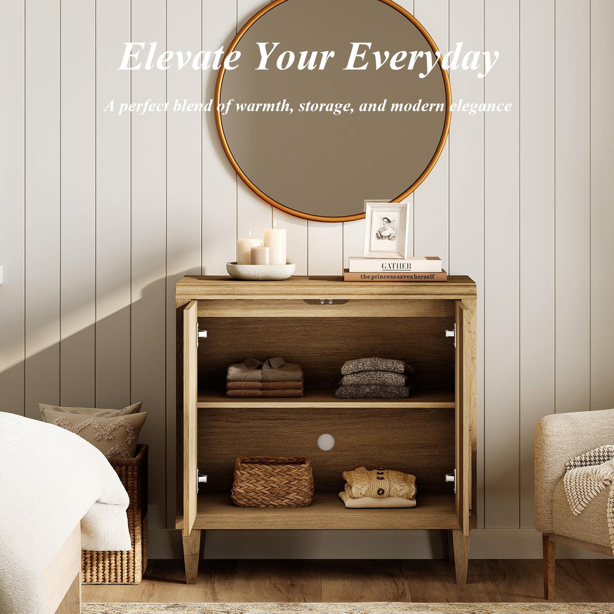 Wood TV Stand with Storage F6558