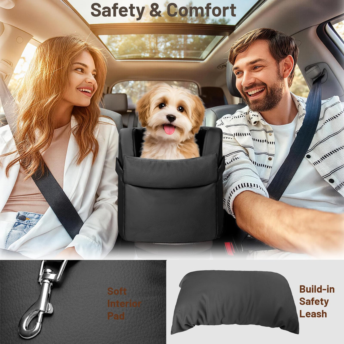 2-in-1 Dog Car Seat & Shoulder Carrier Dark Grey K591
