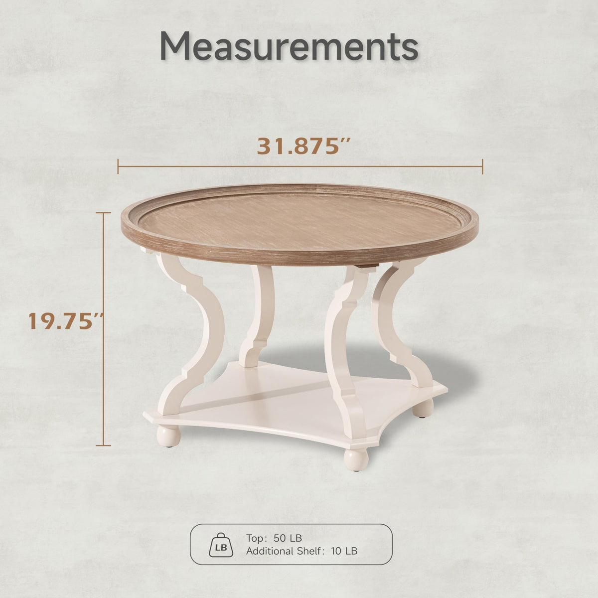Round White Coffee Table with Tray Top O538019