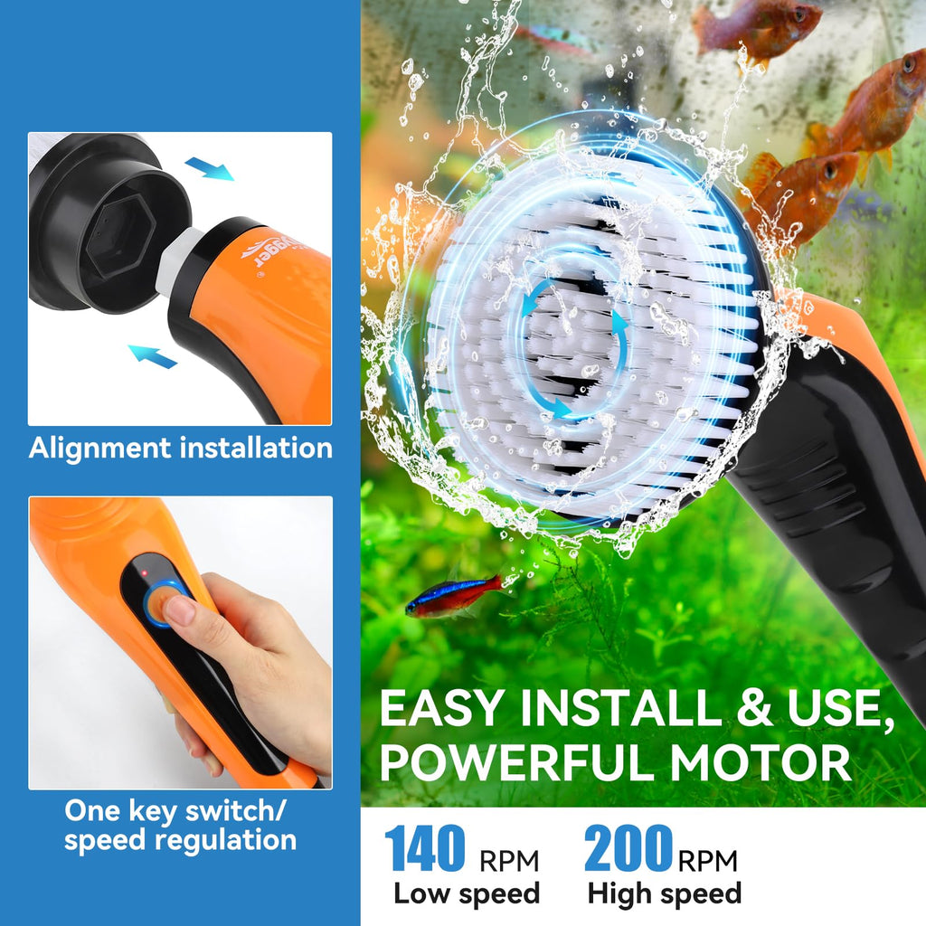 Electric Aquarium Cleaning Brushes with 6 Replaceable Brush Heads L252