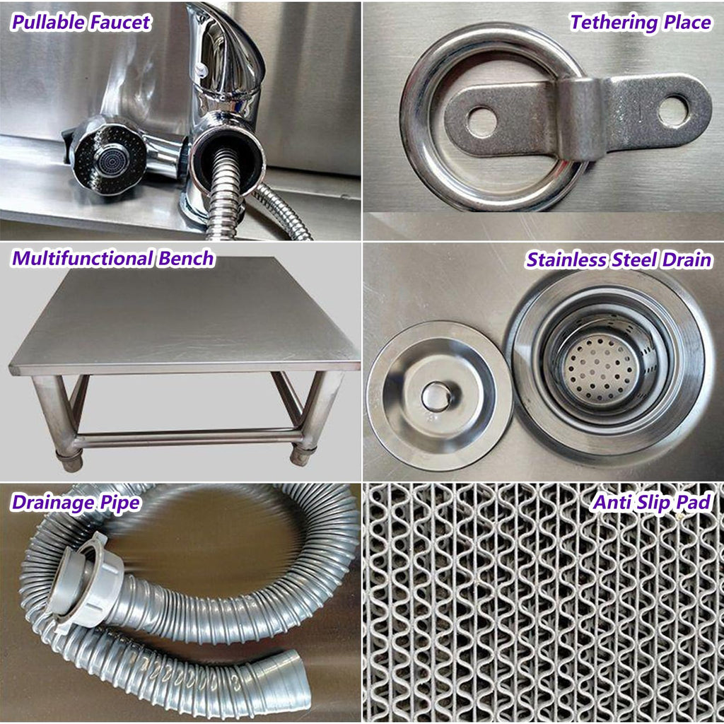 53'' Stainless Steel Pet Grooming Tub with Walk-in Stairs F1259