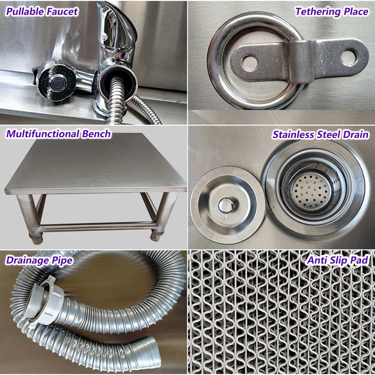 53'' Stainless Steel Pet Grooming Tub with Walk-in Stairs F1259