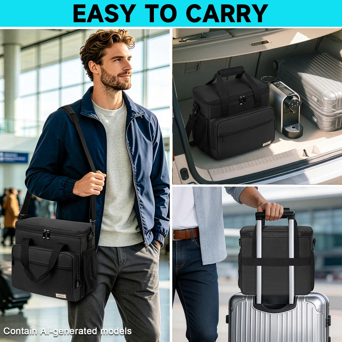 Black Coffee Maker Travel Bag with Multiple Pockets X828