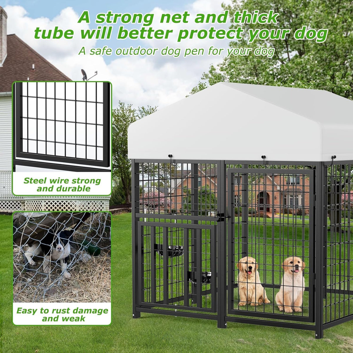 4 x 4 x 4.25 FT Outdoor Dog Kennel with Roof W38692