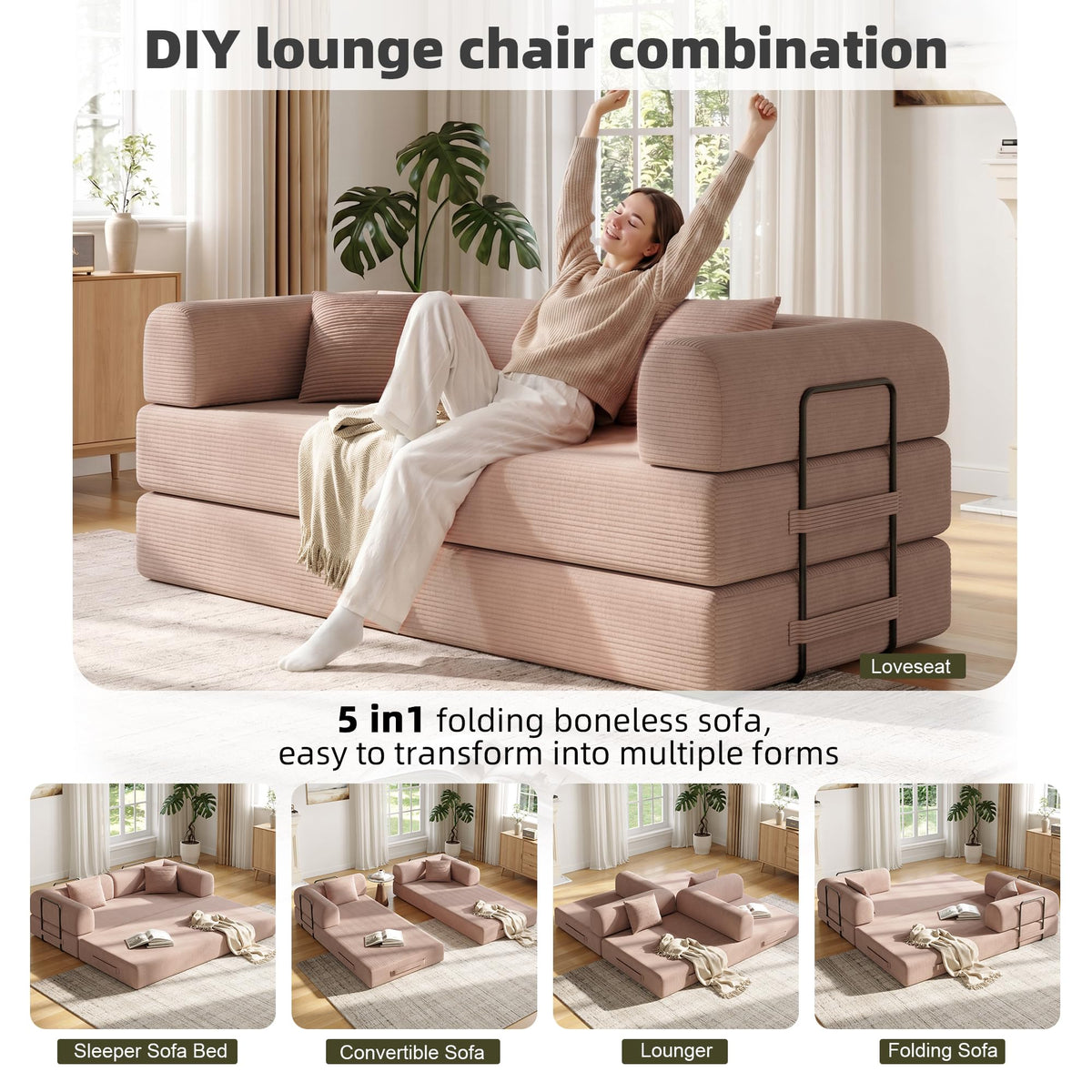 79in Boneless Convertible Futon Sofa Bed Queen I3722
