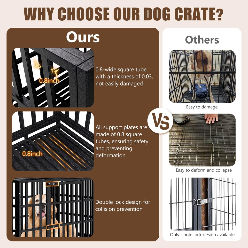 48 Inch Heavy Duty Dog Crate Kennel with Wheels N6644