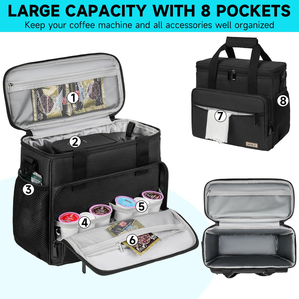 Black Coffee Maker Travel Bag with Multiple Pockets X828