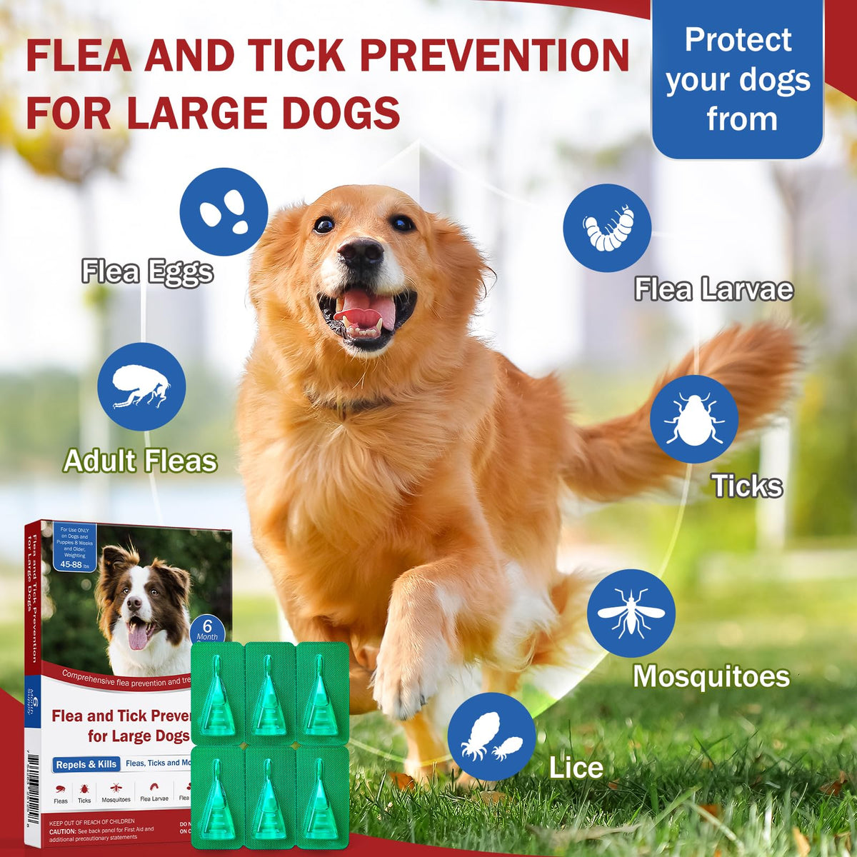 Flea and Tick Prevention for Large Dogs 45 to 88 lbs T469