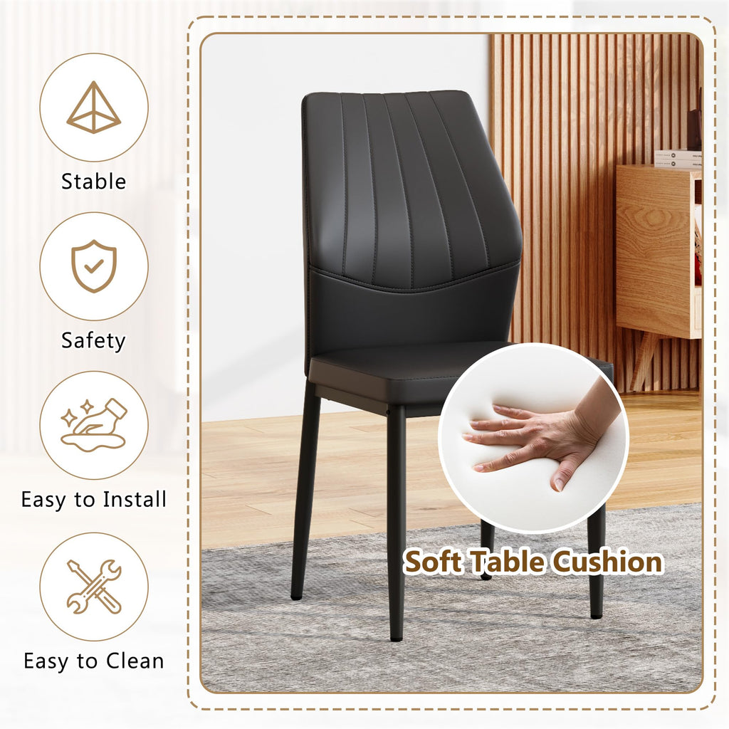 Black PU Leather Dining Chairs Set of 4 Y3121