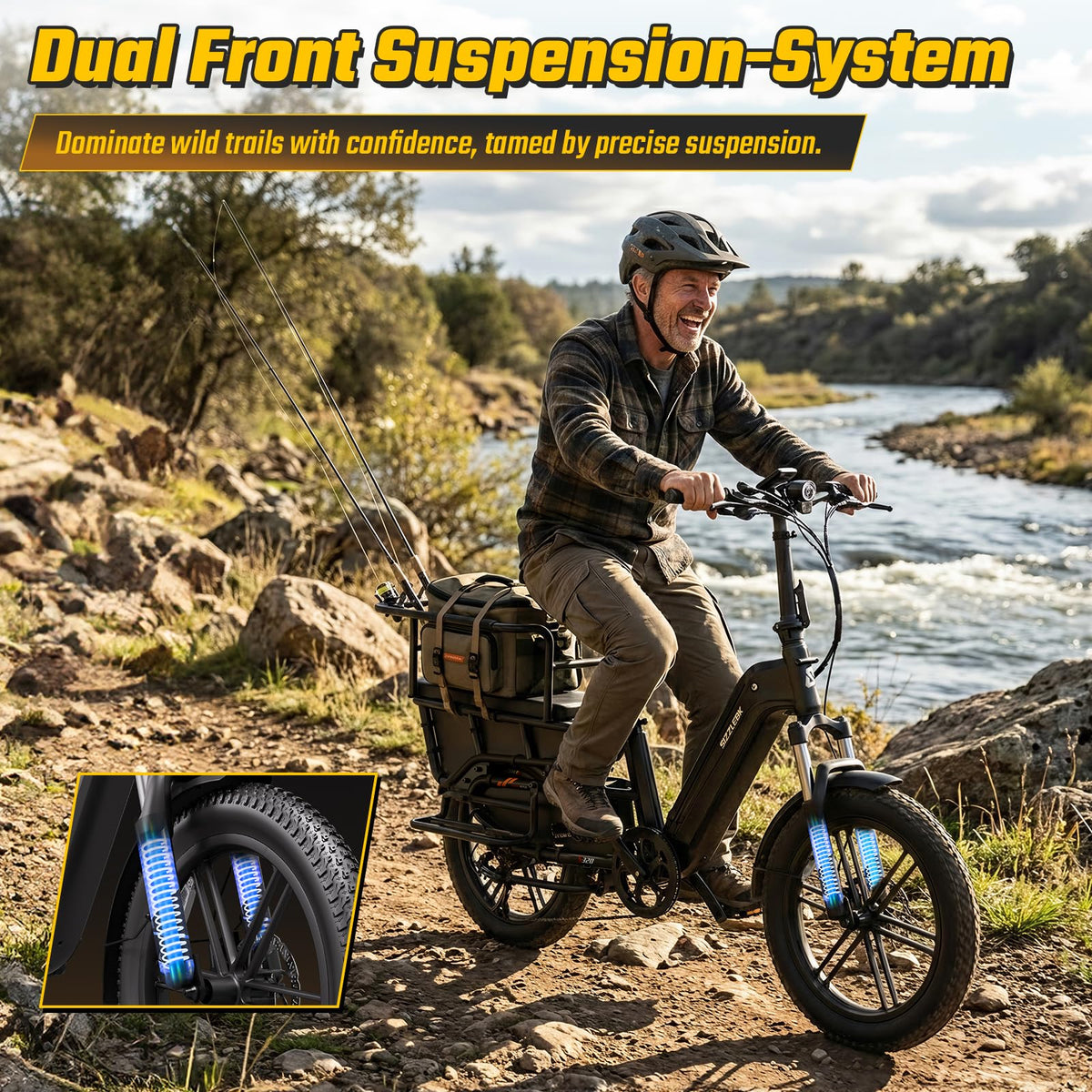 Electric Bike with Seat, 1500W Motor 20" Fat Tire, 48V 15Ah Battery T94659